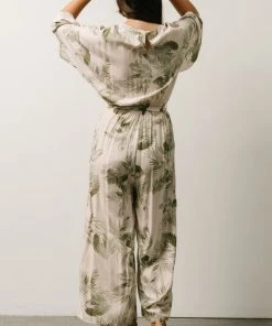 DF Maxwell Jumpsuit | Cream + Sage Palm Print