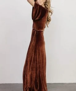 BB Custom Meghan Velvet Wrap Maxi Dress | Bronze Dresses