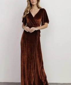 BB Custom Meghan Velvet Wrap Maxi Dress | Bronze Dresses
