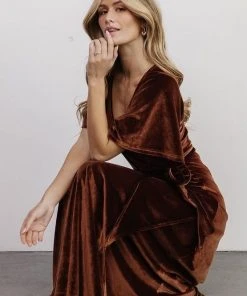 BB Custom Meghan Velvet Wrap Maxi Dress | Bronze Dresses