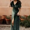 BB Custom Dresses Meghan Velvet Wrap Maxi Dress | Deep Green
