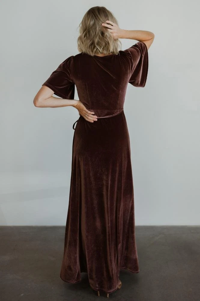 BB Custom Dresses Meghan Velvet Wrap Maxi Dress | Dusty Plum 9 BB Custom Dresses Meghan Velvet Wrap Maxi Dress | Dusty Plum