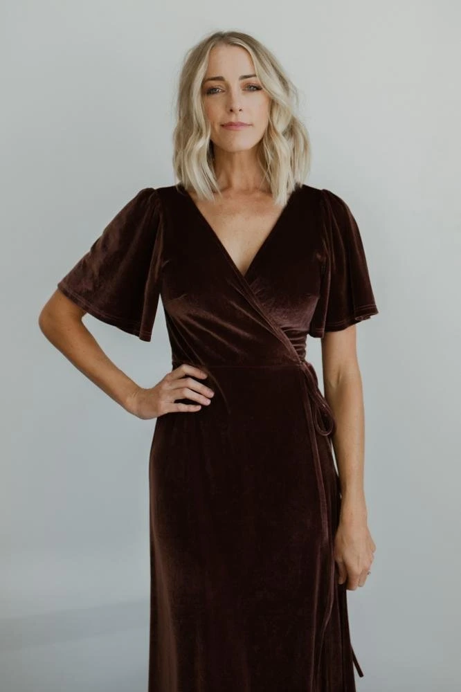BB Custom Dresses Meghan Velvet Wrap Maxi Dress | Dusty Plum 6 BB Custom Dresses Meghan Velvet Wrap Maxi Dress | Dusty Plum