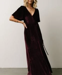 BB Custom Meghan Velvet Wrap Maxi Dress | Eggplant 16 BB Custom Meghan Velvet Wrap Maxi Dress | Eggplant