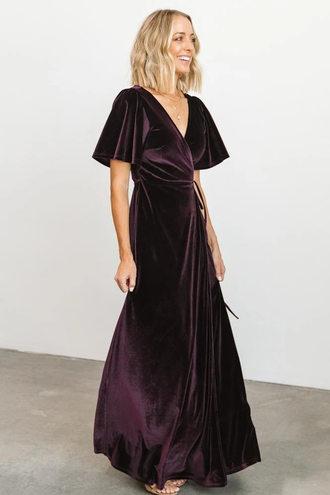 BB Custom Meghan Velvet Wrap Maxi Dress | Eggplant 12 BB Custom Meghan Velvet Wrap Maxi Dress | Eggplant