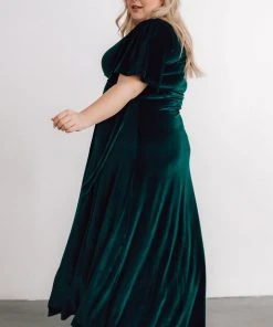 BB Custom Meghan Velvet Wrap Maxi Dress | Emerald Dresses