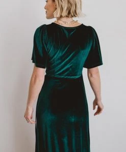 BB Custom Meghan Velvet Wrap Maxi Dress | Emerald Dresses