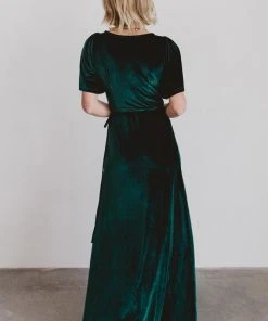BB Custom Meghan Velvet Wrap Maxi Dress | Emerald Dresses