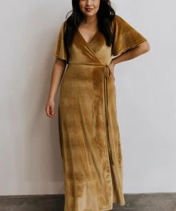BB Custom Meghan Velvet Wrap Maxi Dress | Gold
