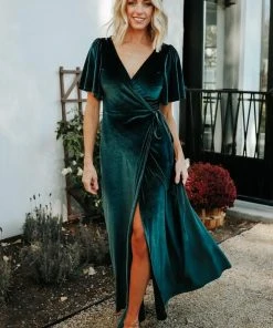 BB Custom Dresses Meghan Velvet Wrap Maxi Dress | Jade