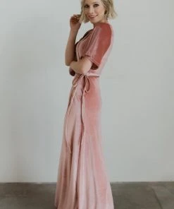 BB Custom Meghan Velvet Wrap Maxi Dress | Mauve Dresses
