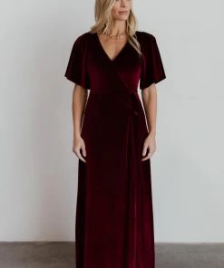 BB Custom Dresses Meghan Velvet Wrap Maxi Dress | Mulberry