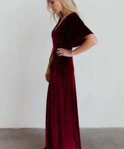BB Custom Dresses Meghan Velvet Wrap Maxi Dress | Mulberry