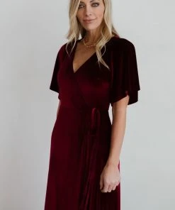 BB Custom Dresses Meghan Velvet Wrap Maxi Dress | Mulberry