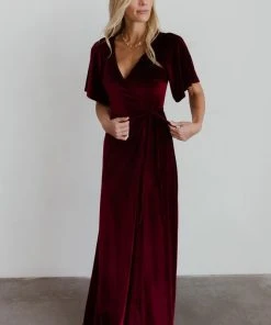 BB Custom Dresses Meghan Velvet Wrap Maxi Dress | Mulberry