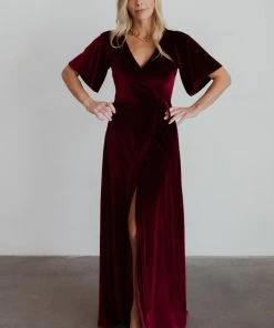 BB Custom Dresses Meghan Velvet Wrap Maxi Dress | Mulberry