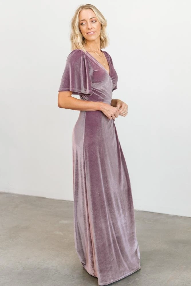 BB Custom Meghan Velvet Wrap Maxi Dress | Orchid Dresses 12 BB Custom Meghan Velvet Wrap Maxi Dress | Orchid Dresses