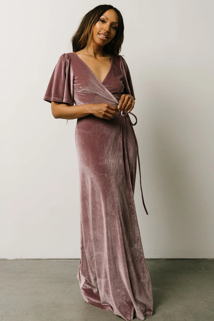 BB Custom Meghan Velvet Wrap Maxi Dress | Orchid Dresses 1 BB Custom Meghan Velvet Wrap Maxi Dress | Orchid Dresses