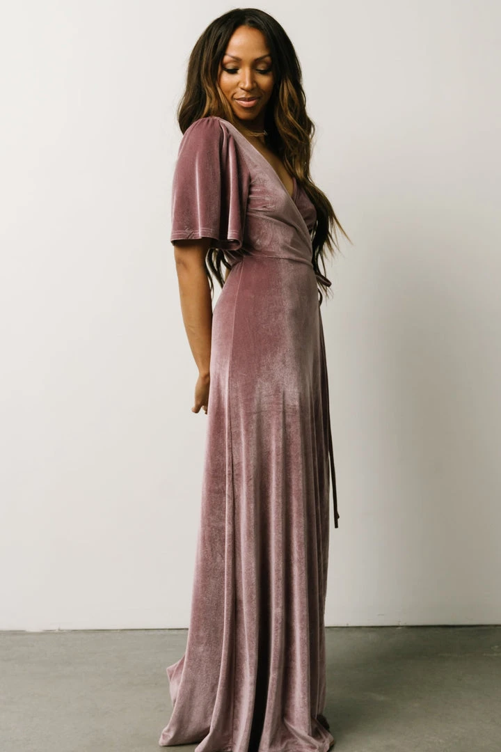 BB Custom Meghan Velvet Wrap Maxi Dress | Orchid Dresses 5 BB Custom Meghan Velvet Wrap Maxi Dress | Orchid Dresses