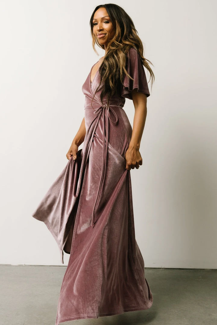 BB Custom Meghan Velvet Wrap Maxi Dress | Orchid Dresses 2 BB Custom Meghan Velvet Wrap Maxi Dress | Orchid Dresses