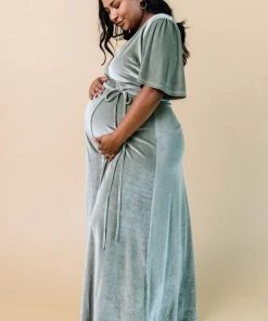 BB Custom Meghan Velvet Wrap Maxi Dress | Sage Dresses