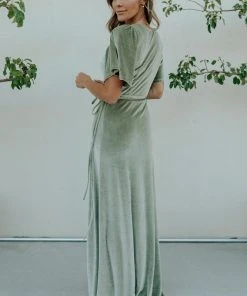 BB Custom Meghan Velvet Wrap Maxi Dress | Sage Dresses