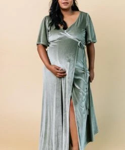 BB Custom Meghan Velvet Wrap Maxi Dress | Sage Dresses
