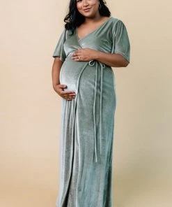 BB Custom Meghan Velvet Wrap Maxi Dress | Sage Dresses