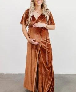 BB Custom Dresses Meghan Velvet Wrap Maxi Dress | Spice