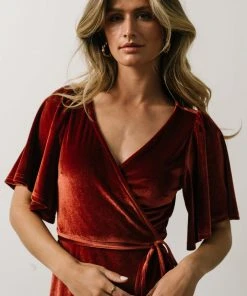 BB Custom Meghan Velvet Wrap Maxi Dress | Terracotta
