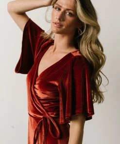 BB Custom Meghan Velvet Wrap Maxi Dress | Terracotta