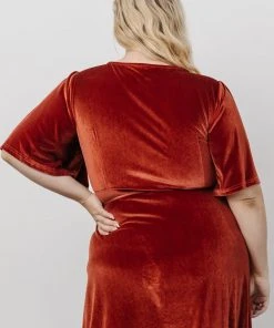 BB Custom Meghan Velvet Wrap Maxi Dress | Terracotta
