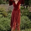 BB Custom Meghan Velvet Wrap Maxi Dress | Terracotta