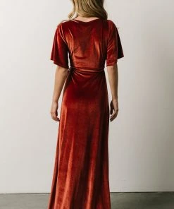 BB Custom Meghan Velvet Wrap Maxi Dress | Terracotta