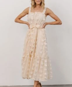 FT Dresses Melody Swiss Dot Midi Dress | Vintage Cream