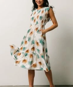 HAY Micah Tropical Midi Dress | Ivory