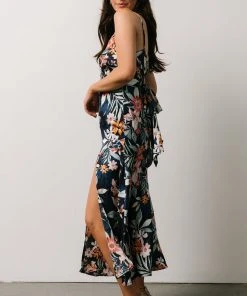 DF Dresses Midnight Tropics Satin Dress | Deep Blue Floral 12 DF Dresses Midnight Tropics Satin Dress | Deep Blue Floral