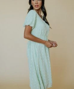 POL Mila Swiss Dot Dress | Sage Dresses