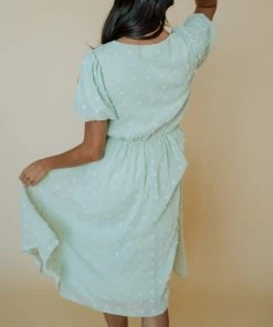 POL Mila Swiss Dot Dress | Sage Dresses