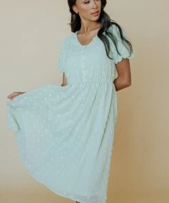 POL Mila Swiss Dot Dress | Sage Dresses