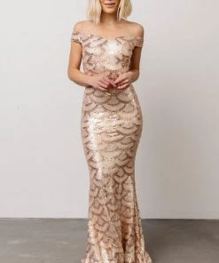 RR Milan Sequin Gown | Rose Gold Dresses