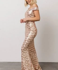 RR Milan Sequin Gown | Rose Gold Dresses