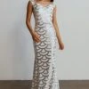 RR Dresses Milan Sequin Gown | White + Silver