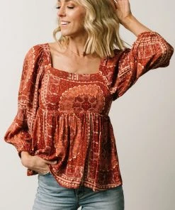 Millie Blouse | Crimson Print