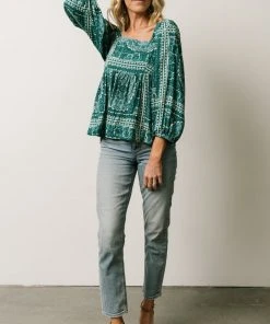 Millie Blouse | Jade Print Boho
