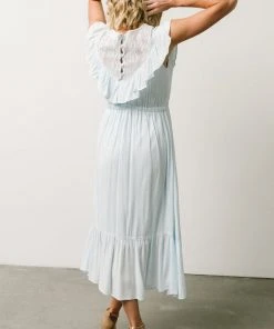 IL Misty Lace Panel Midi Dress | Sky Blue