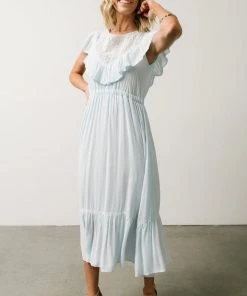 IL Misty Lace Panel Midi Dress | Sky Blue