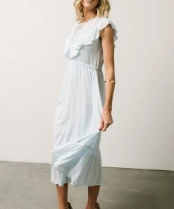 IL Misty Lace Panel Midi Dress | Sky Blue