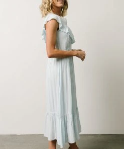 IL Misty Lace Panel Midi Dress | Sky Blue