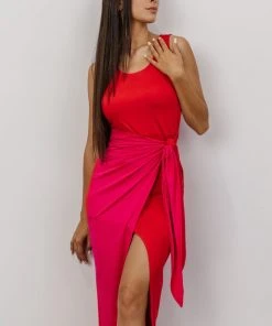 DD Monaco Midi Color Block Dress | Fuchsia